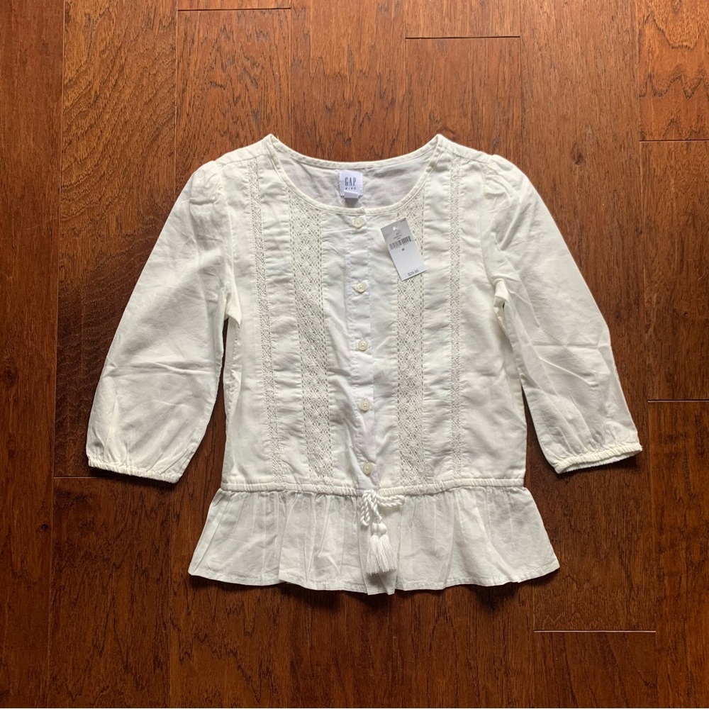 Gap Kids White Embroidered Tassel Blouse | Girls Medium 10/12 - Picture 5 of 5